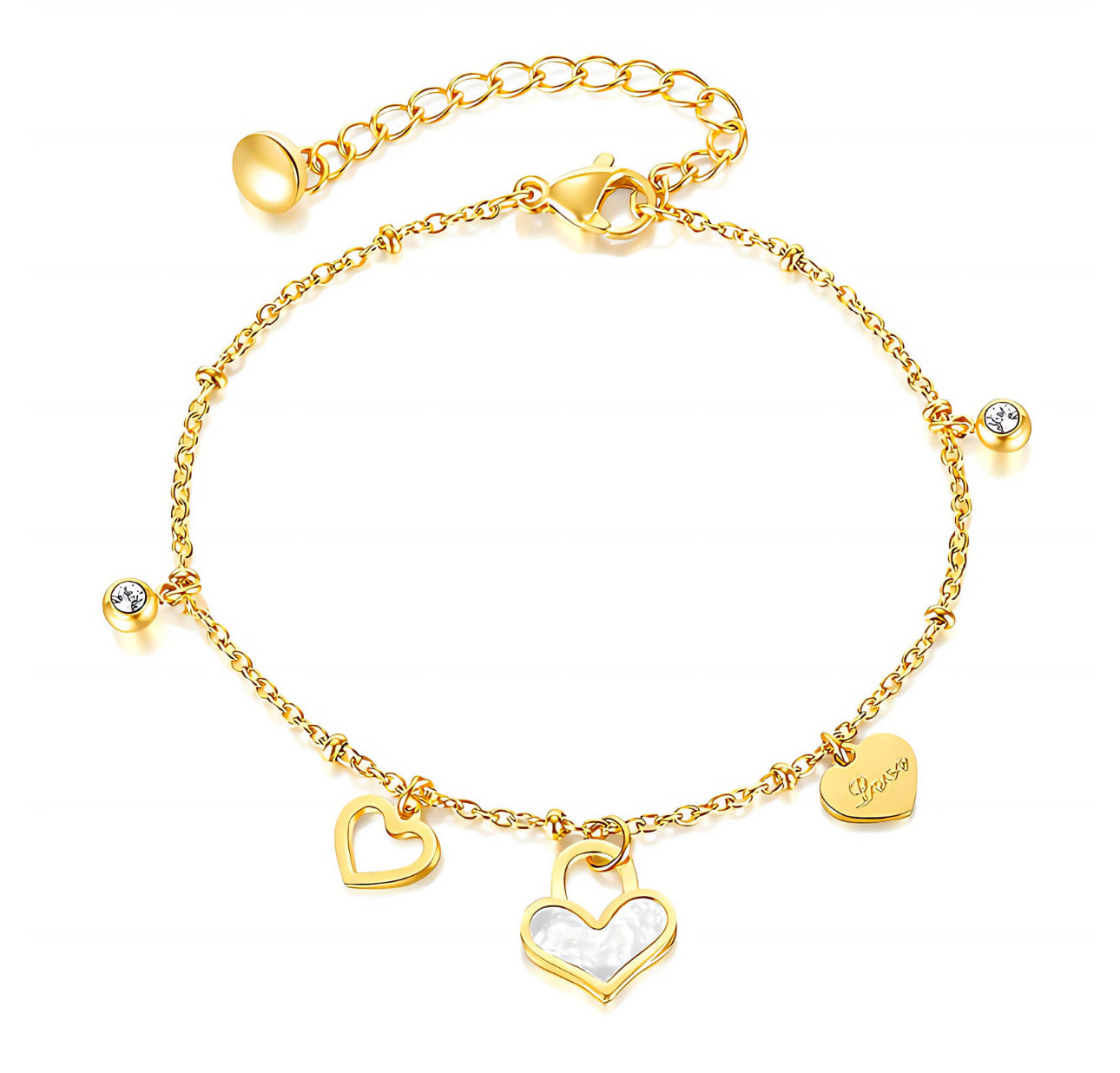 CRYSTAL HEART CHARM BRACELET