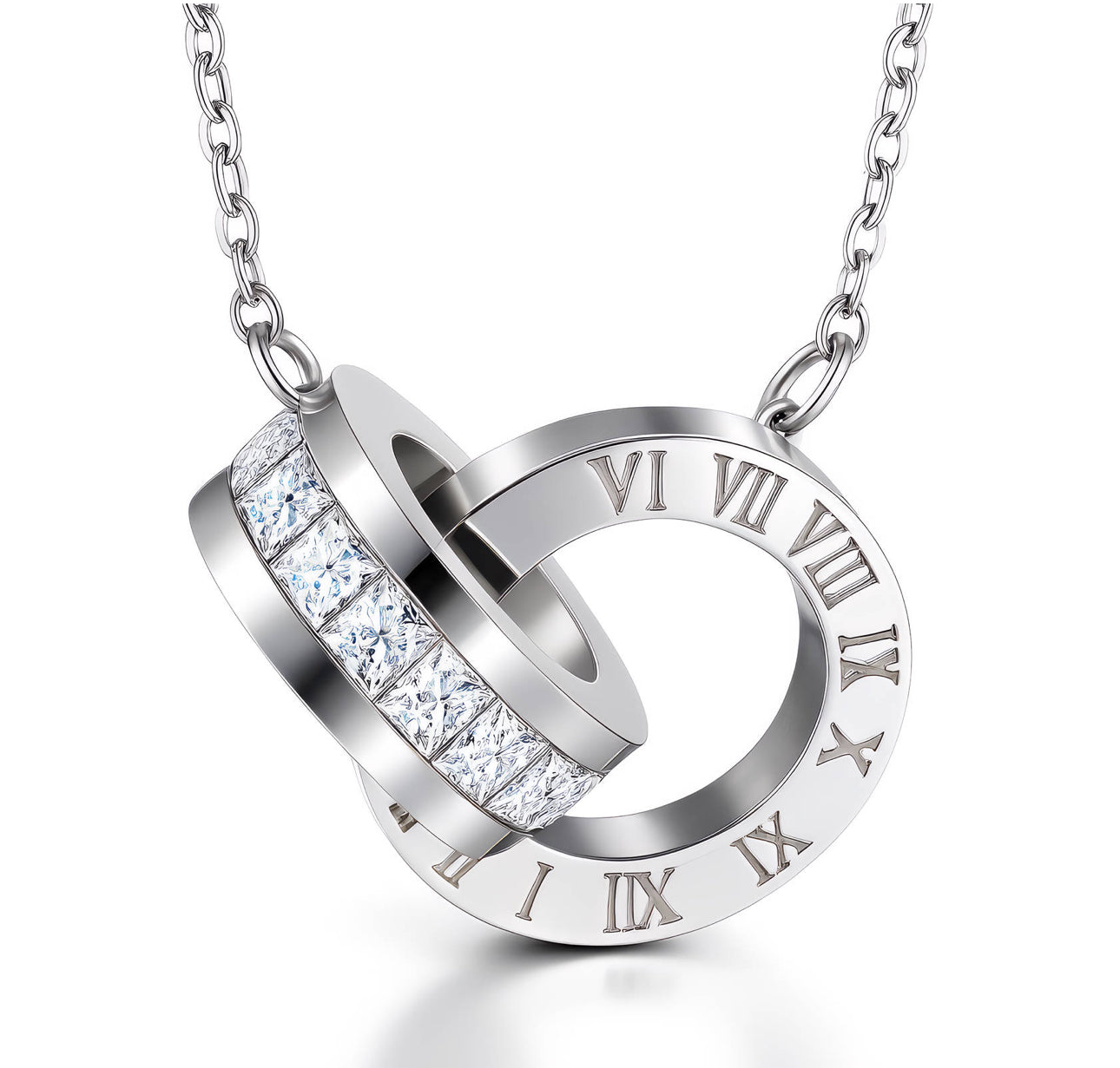 ROMAN CRYSTAL LUXE NECKLACE SILVER