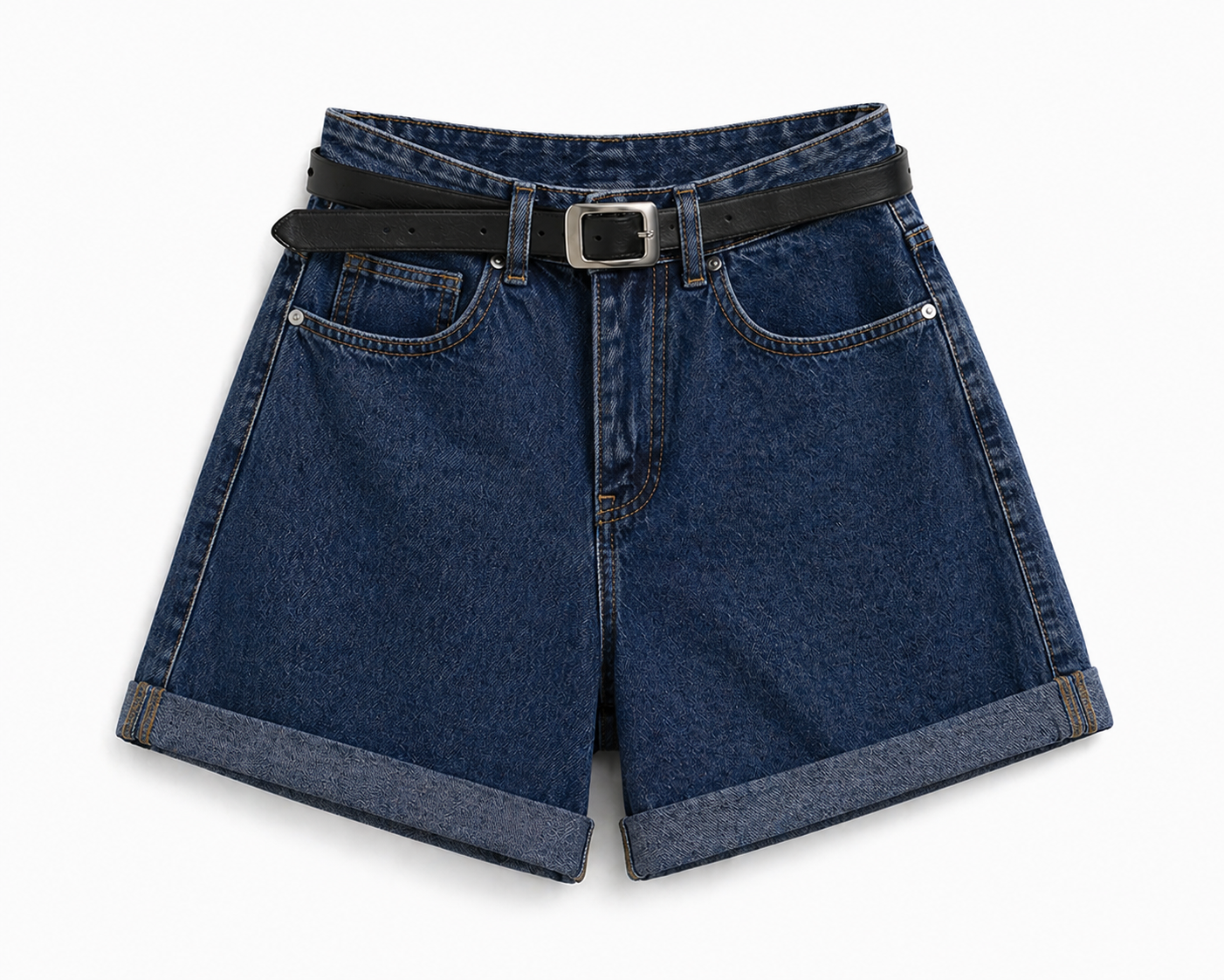 ALL THAT HIGH WAISTED DENIM SHORTS DARK BLUE
